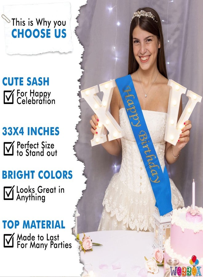 ووبوكس وشاح عيد ميلاد للبنات من ووبوكس، وشاح عيد ميلاد سعيد للبنات، وشاح عيد ميلاد للأطفال، وشاح عيد ميلادي، زينة عيد ميلاد، عيد ميلاد سعيد لامع باللونين الأزرق والذهبي (قطعة واحدة) (FP3568) - Image 5